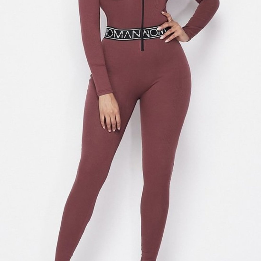 Woman Print jumpsuit w/front zipper - Picture 4 of 5